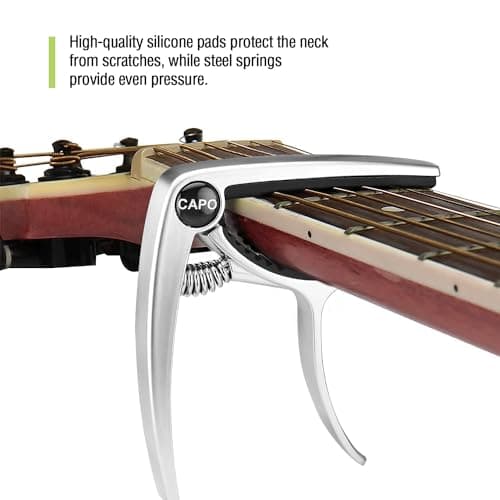 Guitar Capo, Capo for acoustic guitar, Capo for electric guitar, acoustic guitar capo 6 string, Guitar Capo for acoustic, Kapo, Guitar capos（Silver）