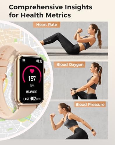 Health Fitness Tracker Smart Watch with 24/7 Heart Rate Blood Oxygen Blood Pressure Monitor Sleep Tracker 128 Exercise Modes Step Calorie Counter Pedometer IP68 Waterproof for Women Men Android iOS