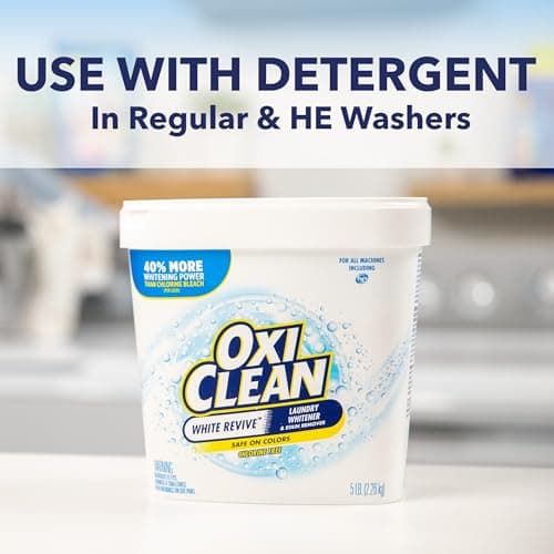 OxiClean White Revive Laundry Whitener and Stain Remover Powder, Alternative to Bleach for Laundry, 5 lb