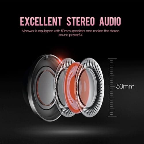 USOTSO MPOWER Stereo Gaming Headset for PS4, PC, Mobile, Noise Cancelling Over Ear Headphones with Retractable Flexible Mic & Soft Memory Earmuffs for Laptop Mac Games-Angel Edition