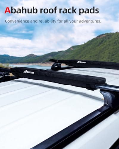 Abahub Soft Roof Rack Pads with 2 Tie Down Straps, 2 Tie Down Ropes, 2 Hood Loops and Storage Bag, for Surfboard, Kayak, Canoe, Heavy Duty Universal Car Roof Racks System Black 30 Inch