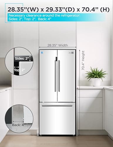 BLACK+DECKER 16 Cu. Ft. French Door Refrigerator with Built-in Ice Maker, Full Size Refrigerator with Bottom Mount Freezer Drawer, ENERGY STAR certified, White