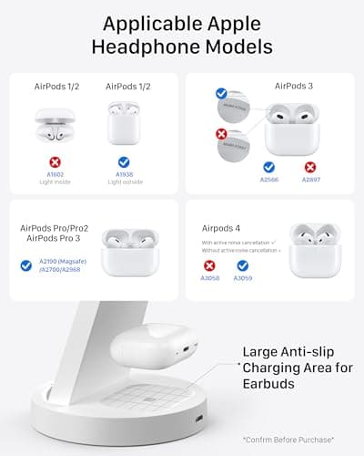 3 in 1 Charging Station for iPhone - Wireless Charger for Apple Products Multiple Devices - Charging Dock Stand for AirPods (for iPhone 17 16e 16 15 14 13 pro 12 11 X Max)