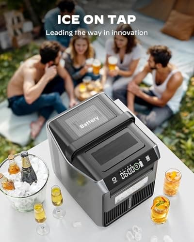 Silonn Battery-Powered Ice Maker with 4-Power, RV Ice Maker Countertop 12V/24V Car Charger 100-240V AC Solar-Ready, Portable Ice Machine 9 Cubes/6 Mins 22lbs/Day Auto-Clean for Camping RV Home Outdoor