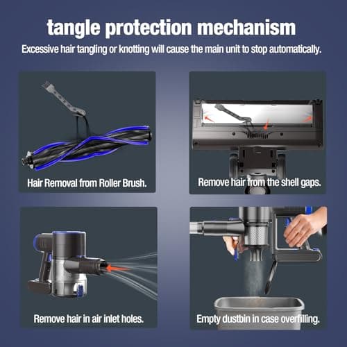 Cordless Vacuum Cleaner, Power Suction Stick Vacuum Cleaners with 2200 mAh Battery,8-in-1 Lightweight Self-Standing, 35 Mins Runtime for Home Hard Floor Low-Pile Carpet Pet Hair