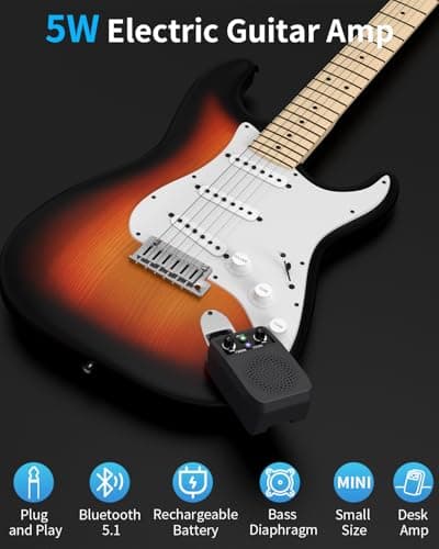 JOYO Mini Amp 5W Portable Plug in Practice Electric Amp Bluetooth Rechargeable Combo Guitar Amplifier Built-in 4 Effects Clean, Overdrive, Distortion, Reverb (JA-05G) B0CNRGCG3Z