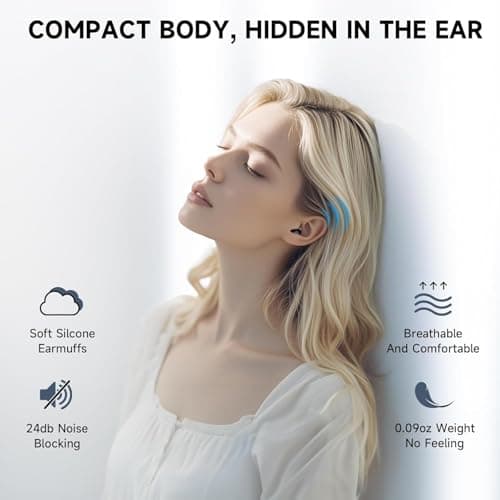 Mudtun Invisible Sleep Earbuds, Smallest Sleep Headphones for Side Sleepers Low Profile Micro Tiny Discreet Hidden Earbuds for Work, Wireless Mini IPX5 Waterproof for Small Ear Canals, Deep Black