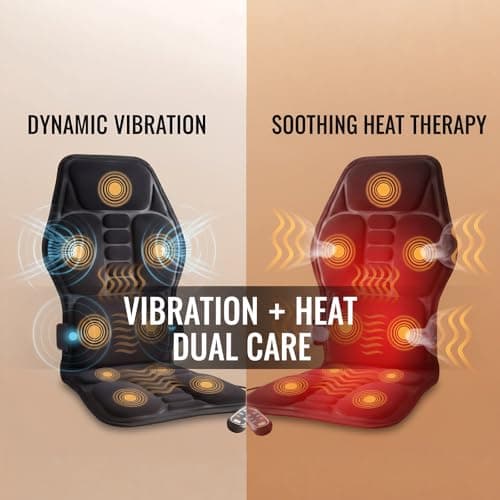 Vibration Back Massager with Heat, Seat Massager with 9 Vibrating Motors & 5 Modes, Chair Massager Cushion, Massage Pad for Chair, Office, Gifts for Mom