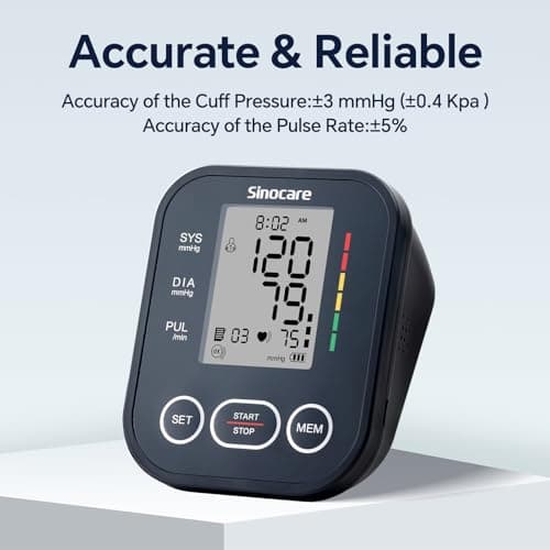 Sinocare Blood Pressure Monitor, Upper Arm Blood Pressure Monitors for Home Use, Adjustable Arm Cuff 8.6"-16.5", One-Button Operation, Dual User, Accurate & Practical (Black)