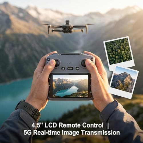 V168 Pro MAX GPS Drones with Camera for Adults 4K, RC Drone with 4.5" HD Screen on Controller, 60 Mins Flight, Long Range Transmission, 360° Obstacle Avoidance, Follow Me, Auto Return, Brushless Motor, QuickShots, Lightweight and Foldable Quadcopter for Beginner Toy Gifts