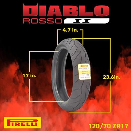Pirelli Diablo Rosso II 120/70 ZR 17 M/C (58W) TL (K) Front & 160/60 ZR 17 M/C (69W) TL Rear Motorcycle Tires- Sport Performance for Road Use Tire Set with Keychain