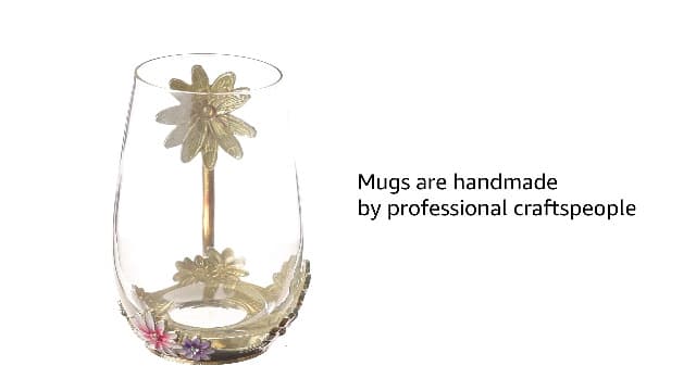 Luka Tech Enamel flower Lead-free Glass Coffee Mugs Tea Cup with Steel Spoon, Best Birthday Gifts For Women Wife Mom Friends Mothers Valentines Day Christmas