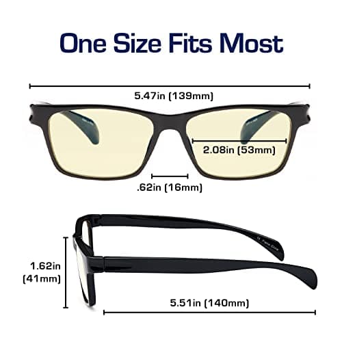 Gamma Ray Computer Blue Light Blocking Gaming Glasses w/Amber Tint and Anti Glare UV Digital Eyestrain