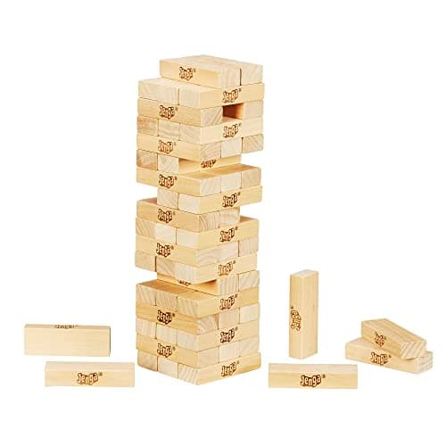 Hasbro Gaming Jenga Wooden Blocks Stacking Tumbling Tower Game | Party Games for Kids & Families | Stocking Stuffers | Ages 6+ (Amazon Exclusive)