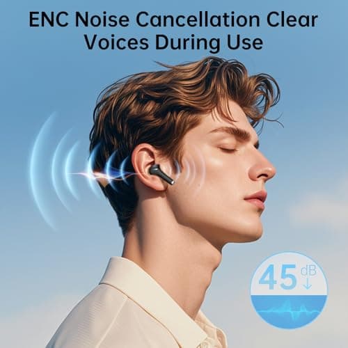 Ankriyul Wireless Earbuds, True Wireless Bluetooth Headphones with Deep Bass Stereo, Ear Buds with LED Power Display, in-Ear Earphones with Mic for iPhone/Android/iPad, Black