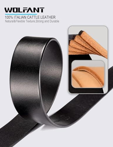 WOLFANT 1.5" Full Grain Leather Belt for Men in Gift Box,100% Italian Real Solid Leather