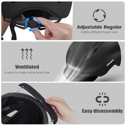 Bike Helmet, Shinmax Adult Cycling Helmet with USB Rechargeable LED Front and Back Light Bicycle Helmets for Men Women