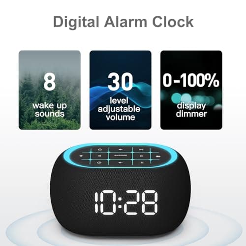 ANJANK Alarm Clock FM Radio with Bluetooth Speaker, Hi-Fi Stereo Sound, 0-100% Dimmer,7 Clolors Night Light, 8 Wake Up Sounds,16-Level Volume, Small Digital Clock with Sleep Timer for Bedroom Bedside