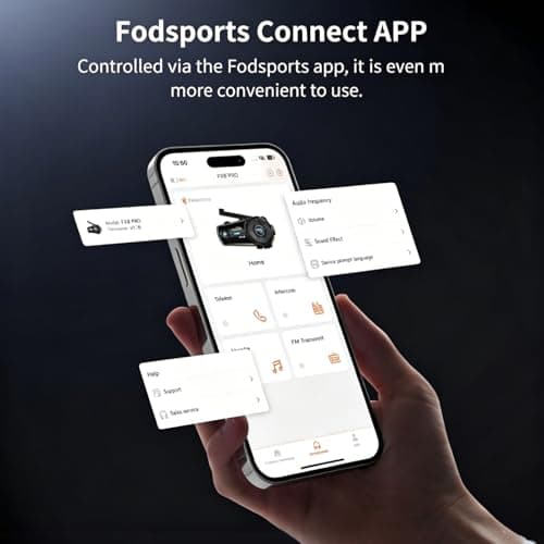 Fodsports FX8 PRO Motorcycle Bluetooth Intercom, 10-Rider Group Helmet Communication System, Music Sharing, Universal Wireless Interphone（APP/Waterproof/Stereo Music/GPS/2 Mics） (Double Pack)