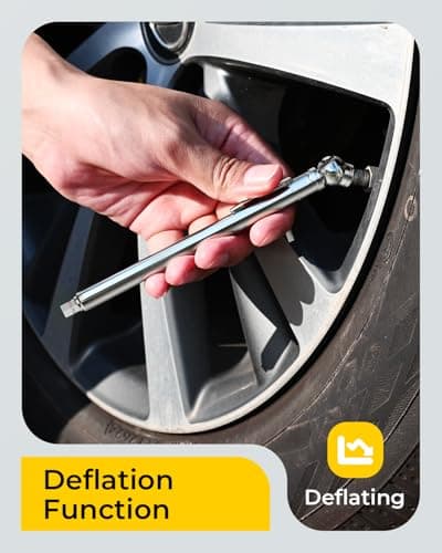 Pencil Tire Pressure Gauge 2 Pack with Valve Caps, Stainless Steel Body Tire Gauges for Tire Pressure with Deflator Valve, Metal Nozzle Tire Gauge for Cars, Pickups, RVs, Bicycles