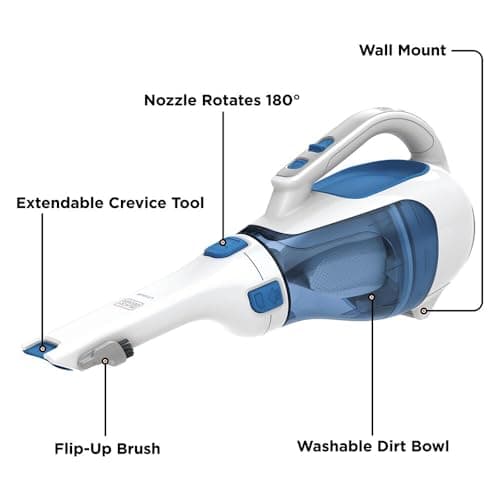 BLACK+DECKER dustbuster Handheld Vacuum, Cordless Car Vacuum Portable 12V, with Rotating and Extendable Nozzle (HHVI320JR02)