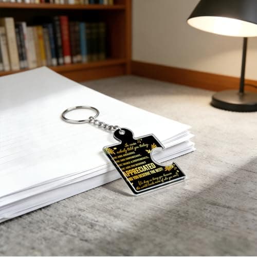 Gift Set for Employee, Staff, Teachers, Teamwork Puzzle Piece Keyring, Acrylic Team Appreciation Gifts Bulk Thank You Keychains for Coworkers B0FD9YB7K3