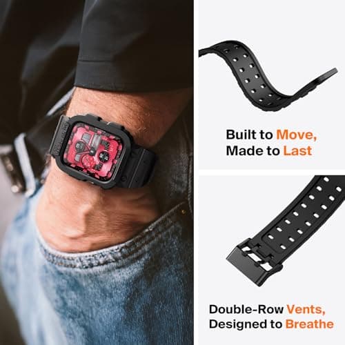 amBand E1 Rugged Band & Case for Apple Watch – Compatible with Series 1–11, SE3/SE2/SE – and Ultra 3/2/1, Lightweight Shockproof Design