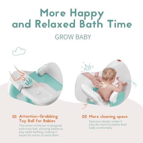 BabyBond Baby Bath Seat with Sitting & Lying 2 Modes, 3-Speed Adjustment, Powerful Suction Cups, Infant Bathtub Chair with Soft and Comfortable Towel, Folding and Hanging