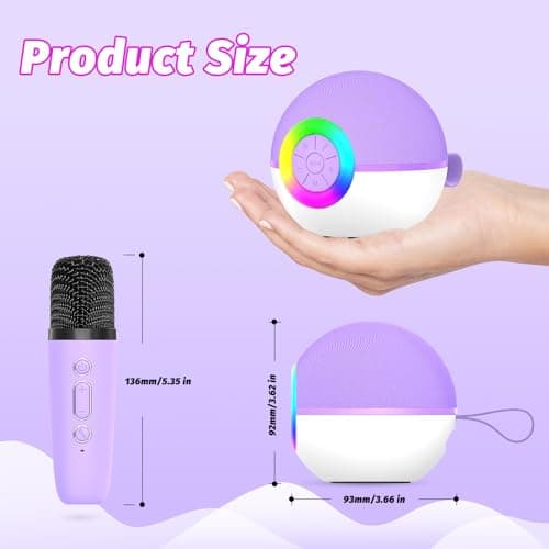 goopow Mini Karaoke Machine Speaker for Kids Adults, Portable Bluetooth Microphone Song Toys with LED Light, Best Chritmas Birthday Festival Gift for 3 4 5 6 7 8+ Year Old Girls Boys (Purple-2MIC) B0D4TMSXJ8
