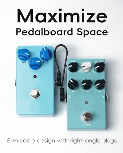 voltrish 3 Pack Guitar Patch Cables, Premium 5 Inch Right-Angle 1/4" TS Pedal Board Cable, Oxygen-Free Copper & Dual Shielding for Ultra Low Noise, Space Saving Flat Design Guitar Pedal Accessories