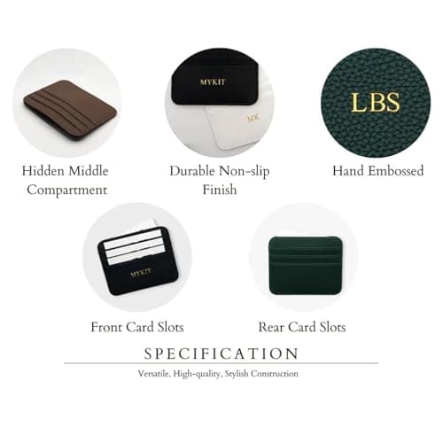 Custom Personalized Credit Card Holder Wallet – Slim PU Leather Card Case with Custom Name or Initials – Front Pocket Wallet for Men & Wome，Gifts (Crocodile pattern, brown)