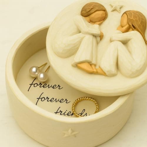 GoGnome Forever Friends Resin Keepsake Box – Hand-Painted Friendship Gift Box with Two Angel Figures, 3” x 2”H – Sentimental Gift for Women, Best Friends, Birthday, or Sympathy (Friendship) B0FHQPQCL1