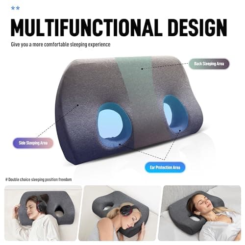 strusery Memory Foam Ear Pillow with Hole - for Side Sleepers, Ear Pain Relief & Piercing Aftercare (CNH Pillow), Comfortable for Earplugs & Headphones