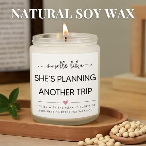 Cool Gifts for People Who Travel, Birthday, Vacation, Christmas Gift for Traveler Women Friend, 50Hr Burn, 7oz Soy Wax Candle Travel Gifts for Women, Funny Travel Lover Candle, Lavender Scent B0DGBQ1H1B