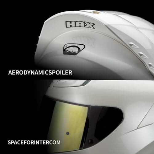 HAX Onix Full Face Motorcycle Helmets DOT Approved, Pinlock Ready & Intercom Slot , Motorbike Powersports Street Racing for Men Women（Pearl White, L)