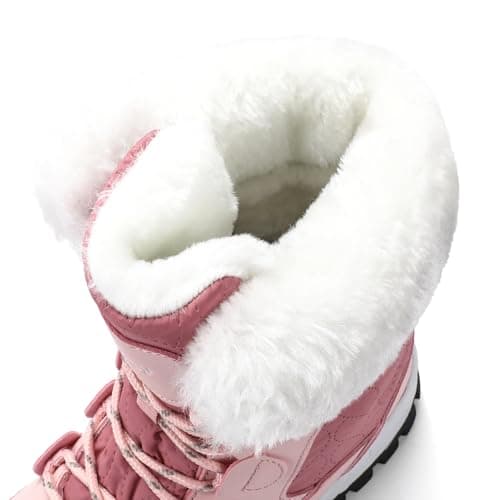 COOJOY Womens Waterproof Winter Snow Boots Warm Shoes Furry Mid Calf Lightweight Walking Hiking Booties