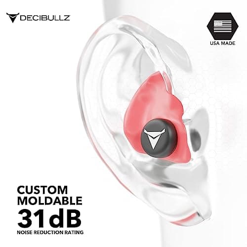 Decibullz - Custom Molded Earplugs, 31dB Highest NRR, Comfortable Hearing Protection for Shooting, Travel, Work and Concerts