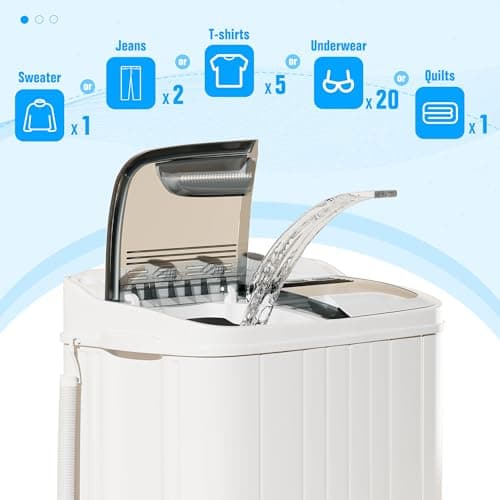 Superday Portable Washing Machine with Longer Hose, 16 Lbs Compact Mini Washer and Dryer Combo,Twin Tub Washing Machine Laundry Compact Washer spinner Combo for Apartments RVs and Dorms(Grey)