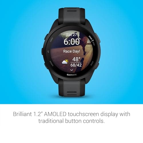 Garmin Forerunner 165, Running Smartwatch, Colorful AMOLED Display, Training Metrics and Recovery Insights, Black