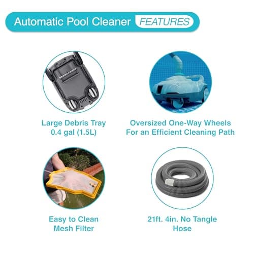 INTEX 28006E ZX100 Pressure-Side Above Ground Automatic Pool Cleaner: For Bigger Pools – Cleans Pool Floor – Removes Debris – Removable Filter Tray – 21ft Tangle Free Hose