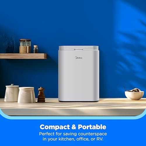 Midea MERI26B1AGY Countertop Bullet-Ice Maker, 8 Ice Bullets Ready in 6 Minutes, 26lbs/24H, Self-Cleaning Function with Ice Scoop and Basket for Home/Office/RV