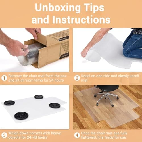 Office Chair Mat for Hard Floor, 45'' x 53'' Computer Desk Chair Mat for Floors, Easy Rolling for Office on Carpets Anti-Slip Carpet Protector for Rolling Work and Gaming Chairs