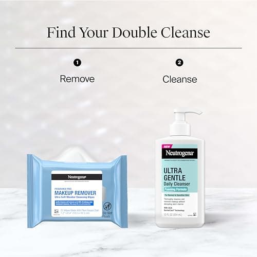 Neutrogena Makeup Remover Wipes, Daily Single Face Cleansing Towelettes, Makeup Removing Cleansing Wipes Removes Dirt & Oil, Alcohol-Free Face Towelettes, 20 ct