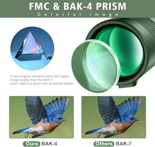 40X60 Monocular Telescope with Smartphone Holder& Tripod, High Power Nitrogen-Filled Monocular for Adults with BAK4 Prism & FMC Lens, HD Monocular Scope for Birdwatching Hiking Concert Travelling