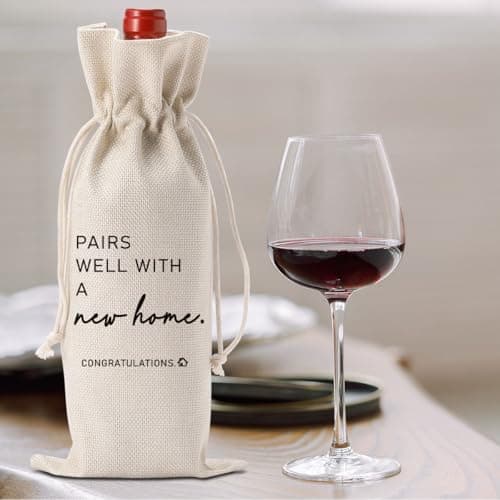 Housewarming Gift Realtor Closing Present for Home Buyers, 750ml Drawstring Wine Bottle Bag Housewarming House Warming Gifts New Home Wine Bag Gift for New Homeowners B0FVXJ488R