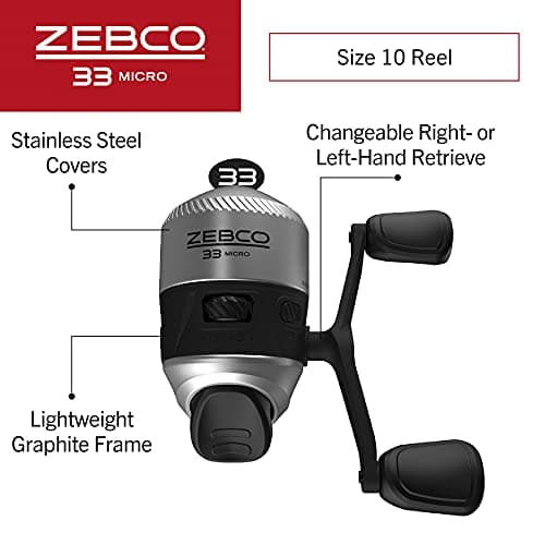 Zebco 33 Micro Spincast Reel and Fishing Rod Combo, 2-Piece Rod with Durable Fiberglass Fishing Pole, Quickset Anti-Reverse Fishing Reel with Bite Alert