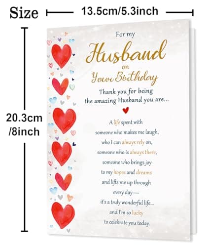Happy Birthday Decorations for Men, 8x5.3 Inches, Double, Sided Beixian Funny Birthday Card Gifts for Husband from Wife B0FPPZBHDL