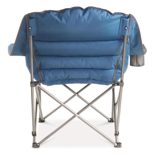 Guide Gear Oversized Extra Large Padded Camping Chair, Portable, Folding, Large Camp Lounge Beach Chairs for Outdoor, Adults, Men and Women, Heavy-Duty 400 Pound Capacity, with Cup Holder Blue
