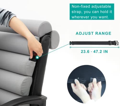 Ergonomic Lumbar Support Pillow for High Back Office Chair - Adjustable 6 Semicircular Back Cushion with Breathable Mesh Cover,Spine Support for Desk/Gaming Chairs, Neck/Upper/Lower Back Pain Relief