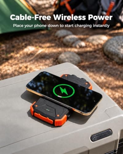20W USB-C battery pack, battery bank, IPX5 waterproof, 2 flashlights, camping essentials, hiking gear, emergency solar backup BLAVOR Solar Power Bank 10,000mAh Portable Wireless Charger for Cell Phones B07FDXDB3W